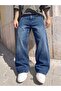 Men's Baggy Washed Denim Jean Pants - 5