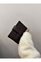 Women's Bitter Brown Multi-Compartment Snap Fastener Mini Leather Wallet and Card Holder 9cm X 12cm - 3
