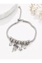 Tarnish-Resistant Steel Zircon Stone Bow Detailed Charm Bracelet - 3