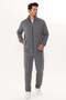 Men's Cotton Stripe Detailed Stand Collar Tracksuit Set Anthracite Melange-9524