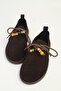 Women's Brown Suede Beaded Detailed Loafer Shoes