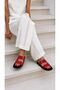 Talina Adjustable Double Buckle Detailed Women's Slippers Straw Genuine Leather - 3