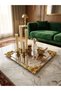 Stainless Steel Set of 6 Silver Square Trays - Luxury Catering Serving Presentation with Gold Floral Motifs - 3
