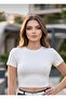 Women's Crew Neck Stone Detailed Short Sleeve Top Blouse - 2