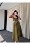 Olive Strap Belted Dress - 3303