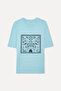 Men's Blue Printed Comfort Fit Crew Neck T-Shirt