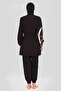 Volta Neon Piping Decorated Fully Covered Hijab Swimsuit 24202-26 Black - 2