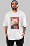 For the Love of Cats 59 Front Cat Printed White Oversize T-Shirt 100% Cotton Unisex Cat Lover Premium Design - 2