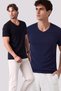 Men's 2-Piece V-Neck Short Sleeve Cotton Modal Basic T-Shirt - Breathable & Stretchable Fabric