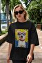 For the Love of Cats 56 Front Cat Printed Black Oversize T-Shirt 100% Cotton Unisex Cat Lover Premium Design - 5