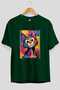 For the Sake of Cat 61 Front Cat Printed Green Oversize T-Shirt 100% Cotton Unisex Cat Lover Premium Design