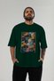 For the Love of Cats 19 Front Cat Printed Green Oversize T-Shirt 100% Cotton Unisex Cat Lover Premium Design - 5
