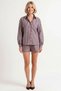 Women's Plus Size Striped Woven Beach Shirt Shorts Set Long Sleeve Off Shoulder Casual Comfortable Modern - 4