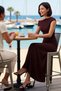 Women's Plus Size Asymmetrical Collar Sleeveless Long Bodycon Stretchy Knitted Dress Casual Comfortable Modern - 3