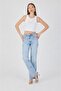 Women's Light Blue Stone Embroidered Star Patterned Straight Fit Jean Trousers - 3