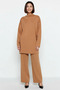 Women's Knitwear Suit, High Neck, Long Sleeve, Plain Pattern, Double Plate, Acrylic, Relaxed Fit, Casual, Modern, Stylish - 4