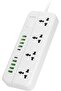 Blue 4 Universal Sockets Power Strip, Universal Sockets, 4 AC Socket, 8 USB-A & 2 USB-C, 3m Cable Length, UK Plug 3Pin - White