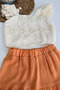Girl's lace-trimmed crop top and pants set - 4