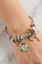 Women's Silver Color Green Angel Figured Steel Charm Bracelet - 3