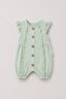 Ruffled Button Closure Linen Baby Romper - 2