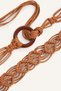 Women's Faux Leather Macrame Knitted Beige Dress Belt H9054Axns - 2