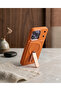 Magnetic Leather Phone Case with Foldable Kickstand for iPhone 17 Pro Max, Cosmic Orange - 2