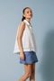 Lace-Detail Cotton Sleeveless Top Ecru - 3