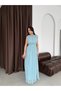 Mint Belted Pleated Crew Neck Maxi Chiffon Dress - 5