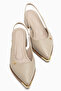 Norah Beige Elastic Short Heeled Women's Shoes - 5