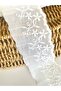3 Meters Width 5.5 cm White Color Leafy Floral Patterned Quality Guipure, Scallop, Edge - 2