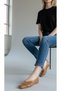 Genuine Leather Women's Daily Ballerinas with V-Cut Detail