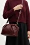 Knitted Pattern Textured Claret Red Clutch Bag - 2