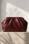 Knitted Pattern Textured Claret Red Clutch Bag