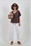 Coffee Self-Patterned Buttoned Front Blouse - 3