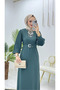 Women's Hijab Emerald Crepe Fabric Pencil Model Hadise Dress