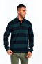 Ar-Ma Men's Polo Collar Sweatshirt, Unprinted, Striped, Buttoned, Without Pockets, Knitted Fabric, Regular Fit, 95% Cotton, 5%