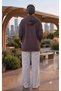 Women's Hijab Sweatpants, Black-Grey Conservative Clothing, Oversized Wide Leg Loose Fit Washable Fabric - 7