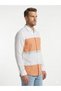 100% Pure Linen Block Color Men's Shirt - Orange White Striped Premium Summer Shirt - 2