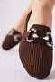 Delna women's knitted slipper with stone embellishments - coffee - 4