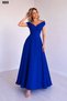 Women's Off-The-Shoulder Double-Breasted Collar Waist-Slit Long Janjan Crepe Dress - 2