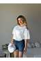 Women's White Shoulder Star Stone Detailed T-Shirt - 3