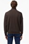 Men's Classic Fit Neck Zip Sweatshirt Half Zip High Collar Cotton Sweatshirt Brown - 2