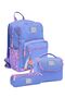Purple Wave Patterned Girls' Primary and Secondary School Three-Piece School Bag Set Setygn33227A