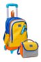 Primary School Trolley Bag and Lunch Set - Boy - Blue Gray Orange Stripe Pattern