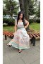 Linen Pastel Color Patterned Imported Dual Skirt Set - 4