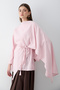 Women's Pink Linen Belted Tunic with Scarf Detail - 4