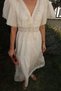 Beige Embroidered Short Sleeve Lined Dress M39692 - 7