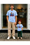 Father's Day Father-Child Combination Oversize T-Shirt 100% Cotton Printed T-Shirt (2 Pieces Must Be Ordered for Combination)