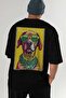 For Dog Lovers 21 Black Oversize T-Shirt with Dog Print on the Back 100% Cotton Unisex Dog Lover Premium Design - 7