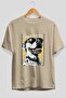 For Dog Lovers 54 Front Dog Printed Beige Oversize T-Shirt 100% Cotton Unisex Dog Lover Premium Design